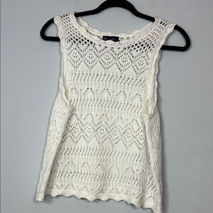 GAP Women's Elegant White Crochet‎ Tank Top Sweater Shirt Size Large